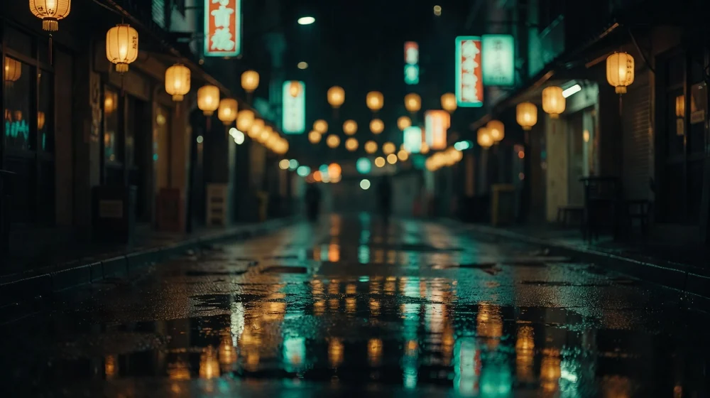 밤의민족 접속 전 확인 - 밤거리에 걸린 등불
